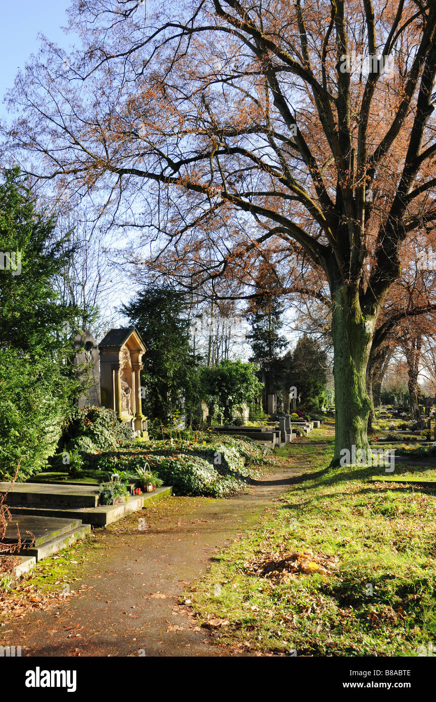 Autumnal view of a cemetery. Stock Photo
