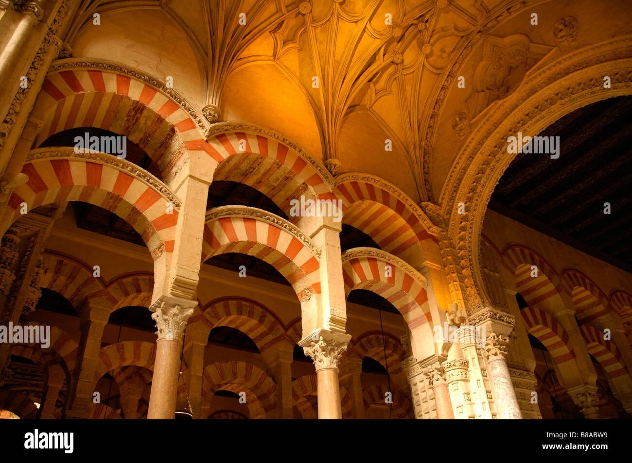 Interior of the great Moorish church Mosque, 'La Mezquita', Cordoba, Spain. Stock Photo