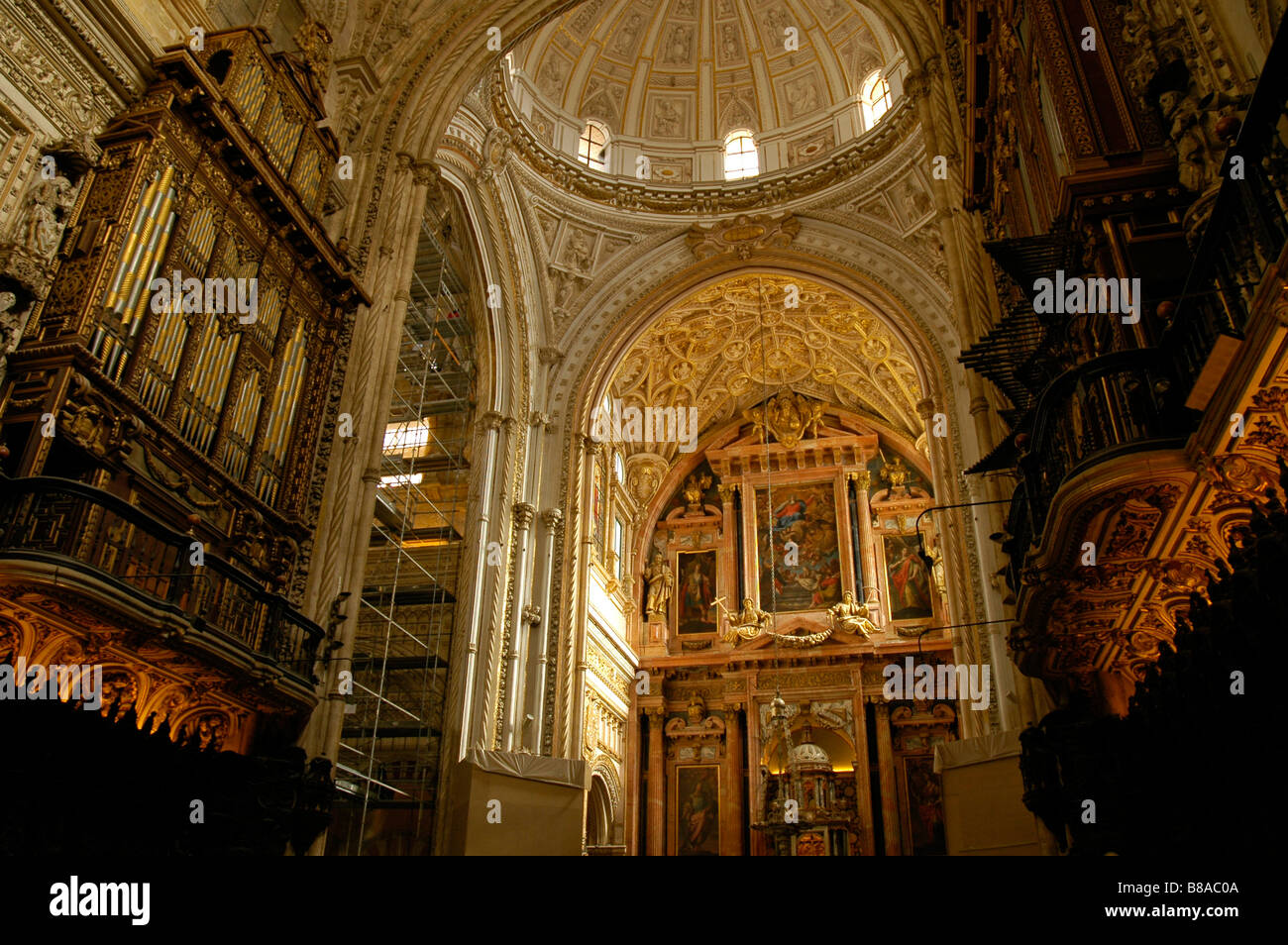 Altar & Interior of the great Moorish church Mosque, 'La Mezquita', Cordoba, Spain. Stock Photo