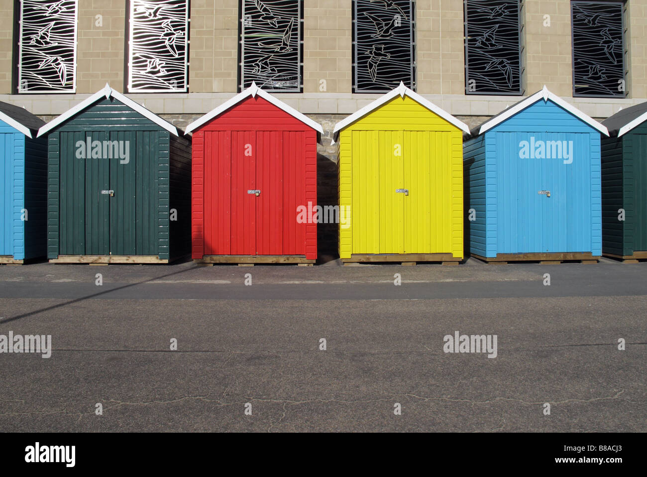 New beach huts along seafront under the new development of