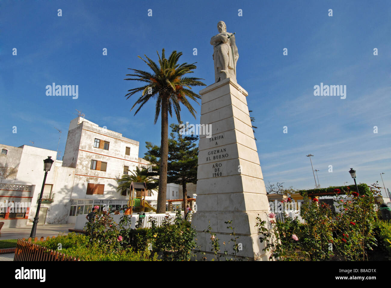 Guzman El Bueno Statue On Paseo De La Alameda Tarifa Spain Stock Photo