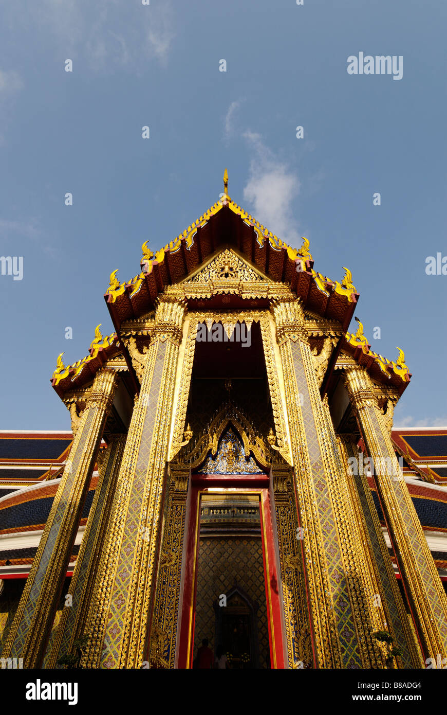 Golden entrance Wat Ratchabophit temple in central Bangkok Thailand Stock Photo