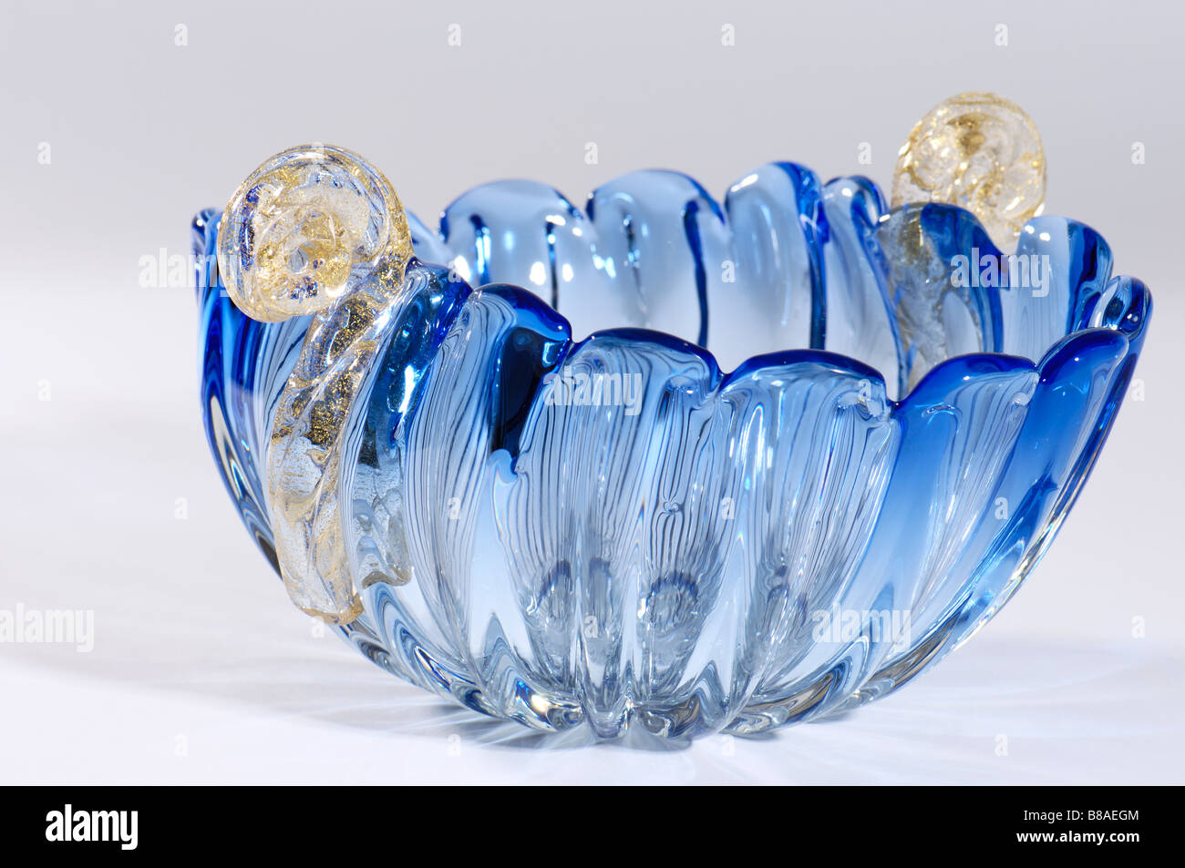 An Italian glass bowl, made on the island of Murano, exhibiting tradition and modern design. Possibly by Seguso. Stock Photo