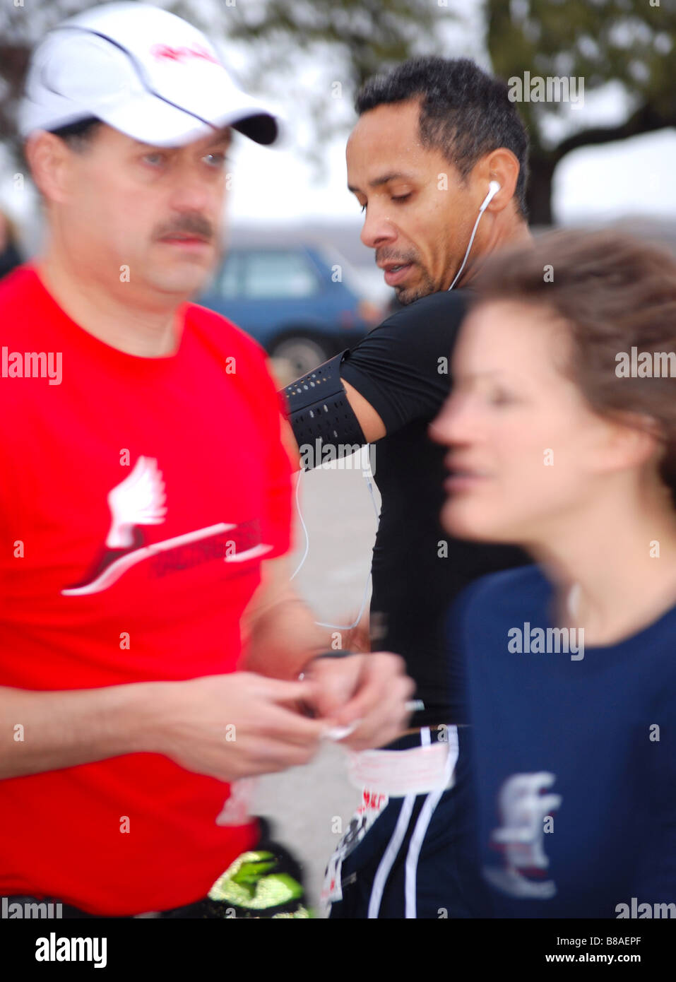blurred people after a half marathon Stock Photo