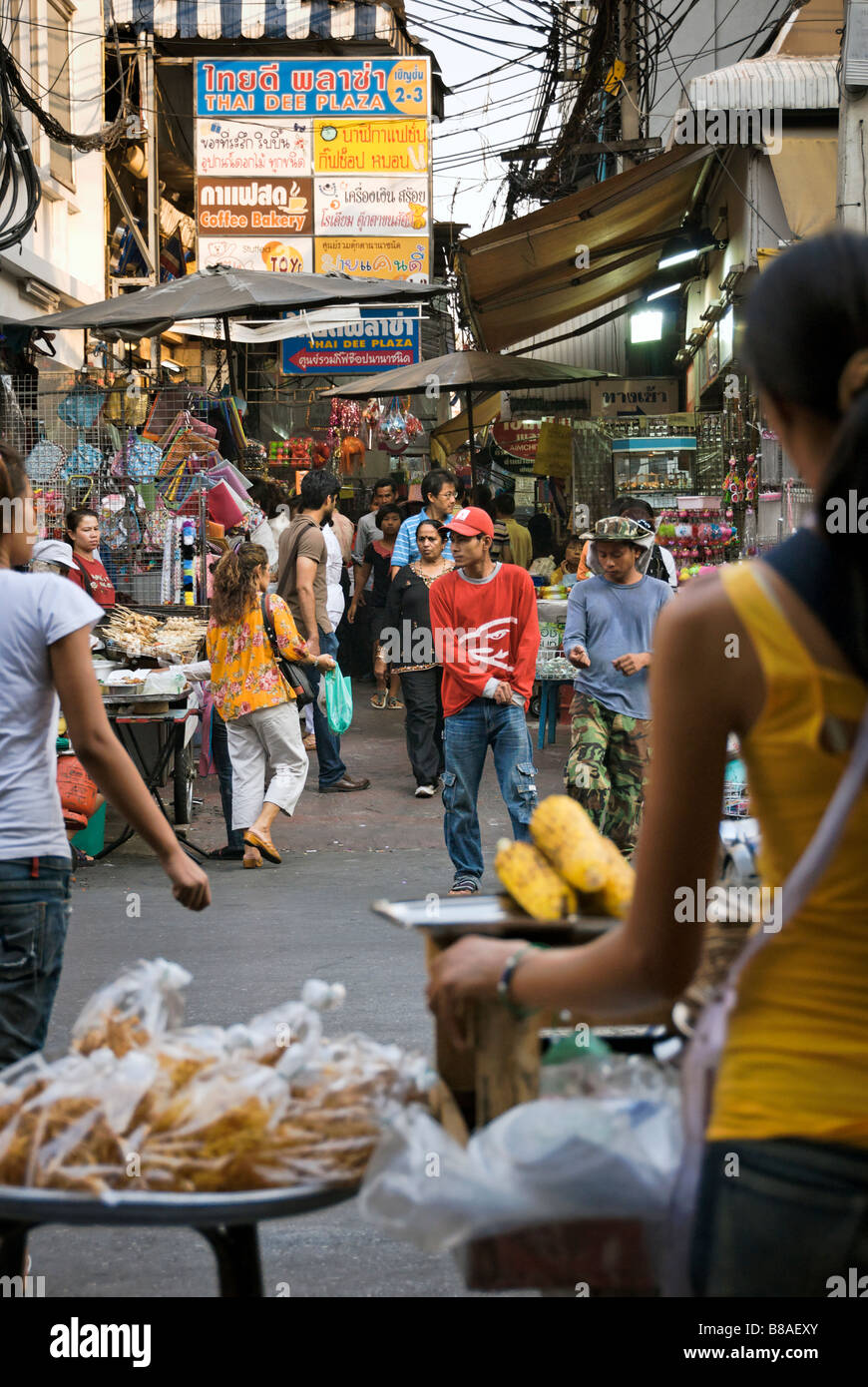 Entrance to alleyway market known as Sampeng Lane Soi Wanit 1 in Chinatown central Bangkok Thailand Stock Photo