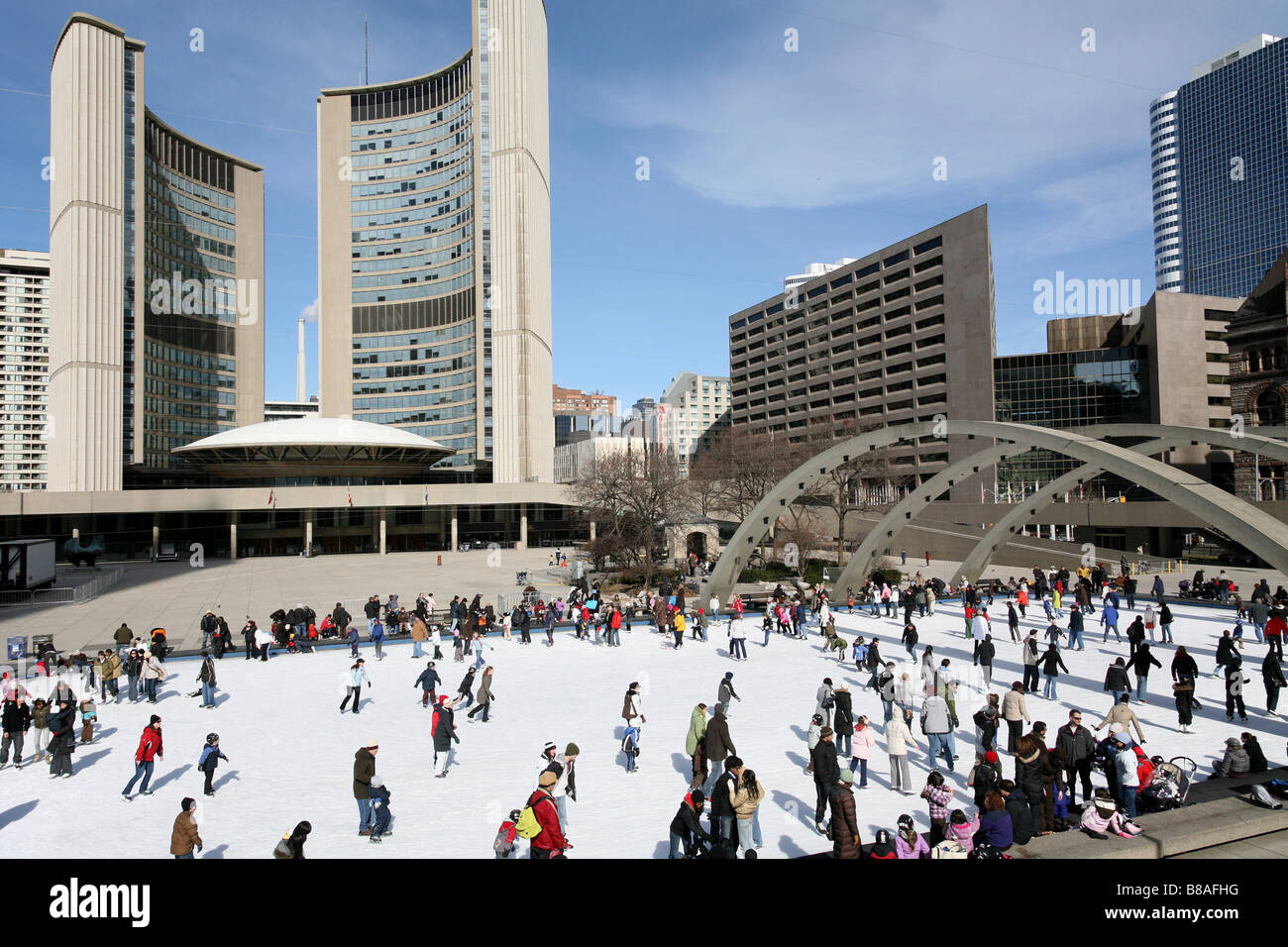 Toronto city hall skating rink hi-res stock photography and images - Alamy