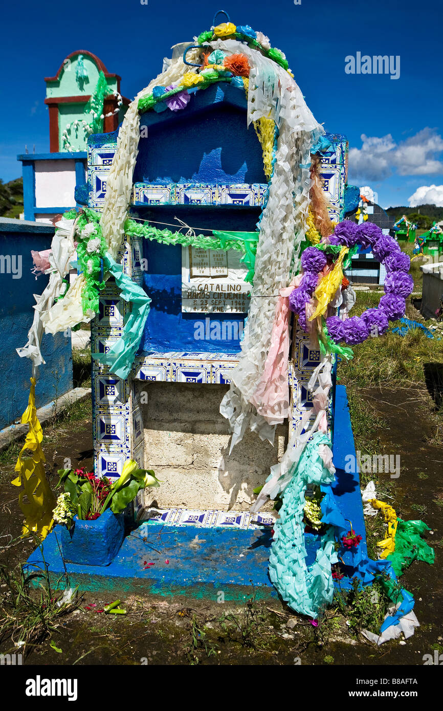 Colorful cemetery near San Nicolas Western Highlands Guatemala Stock Photo