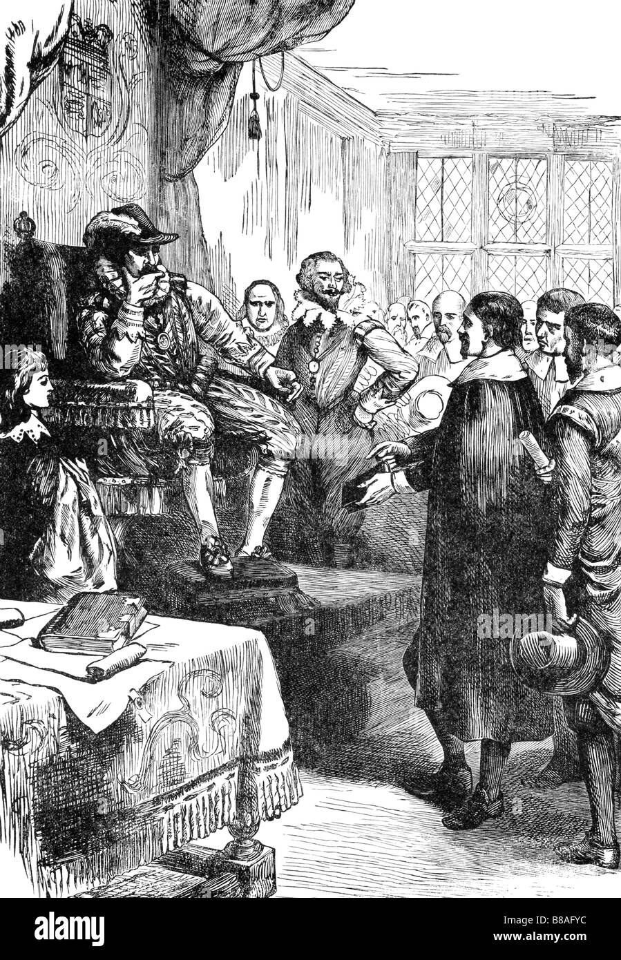 Puritans in Conference with James I Stock Photo