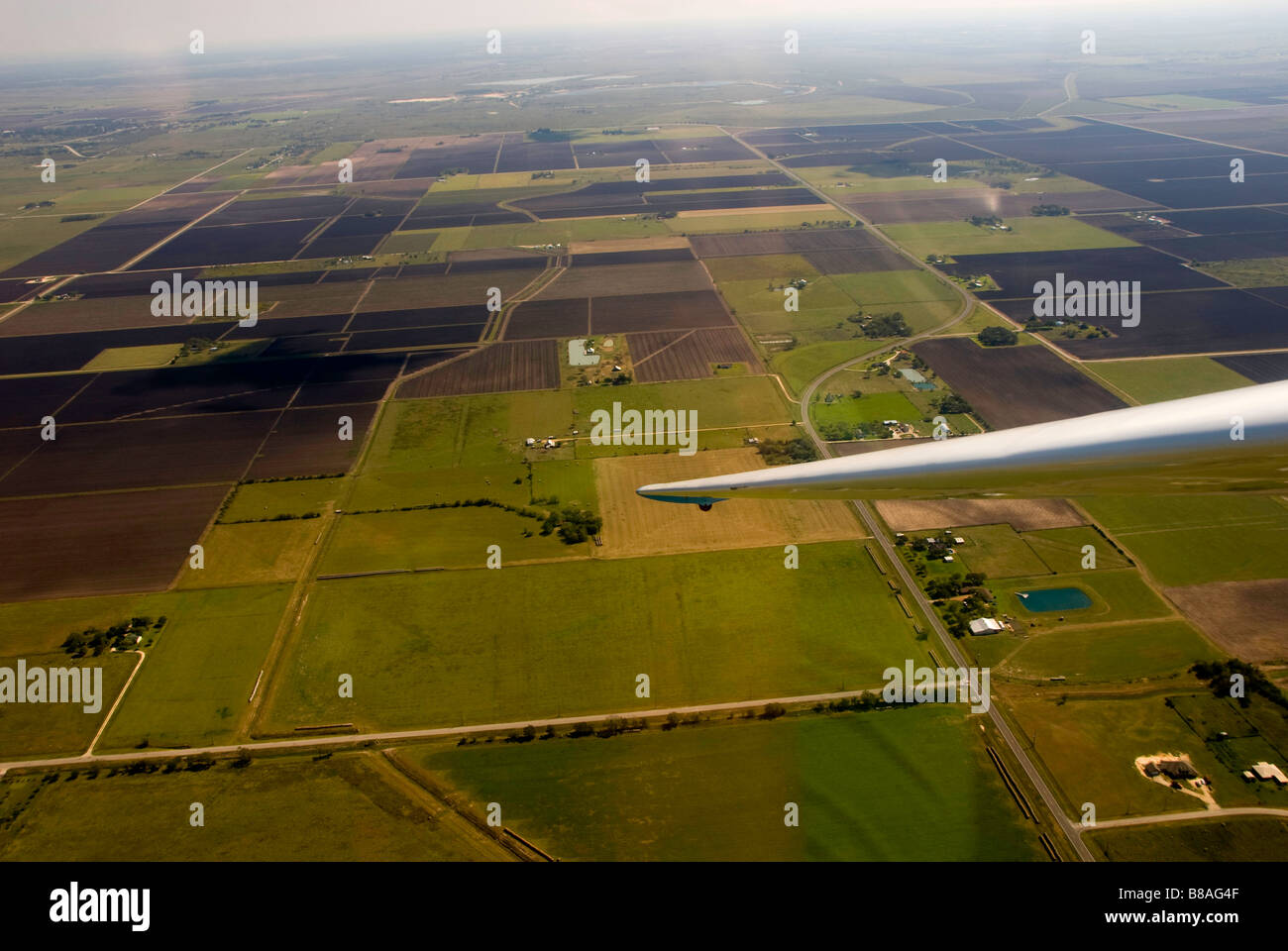 Glider plane view from cockpit over rural Texas Stock Photo Alamy