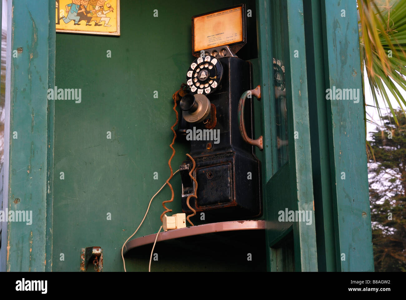 Vintage phone booth in bodega bay california Stock Photo
