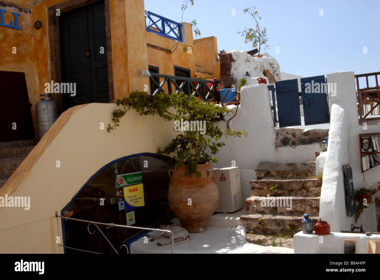 Street Scenes at Santorini, Greece Stock Photo