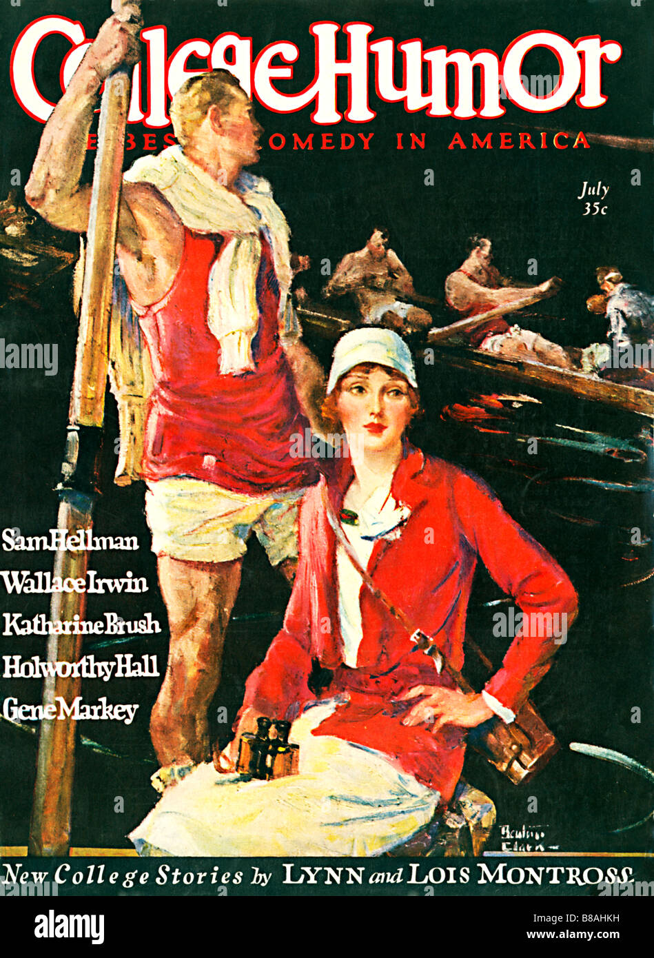 College Humour Rowing 1928 cover of the American humourous magazine with a rowing theme Stock Photo