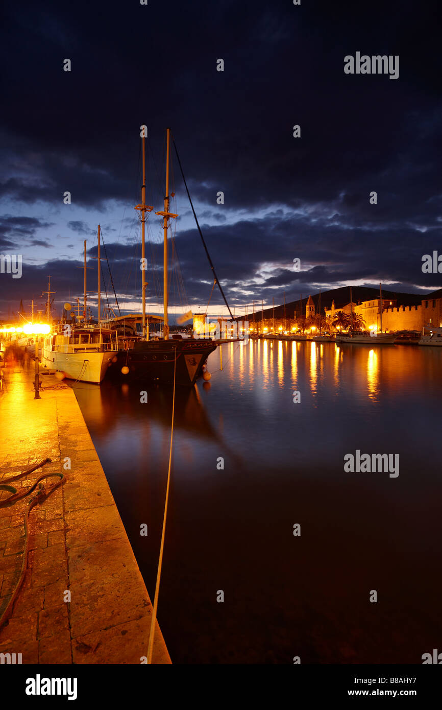 seafront Trogir night, Dalmatia, Croatia Stock Photo