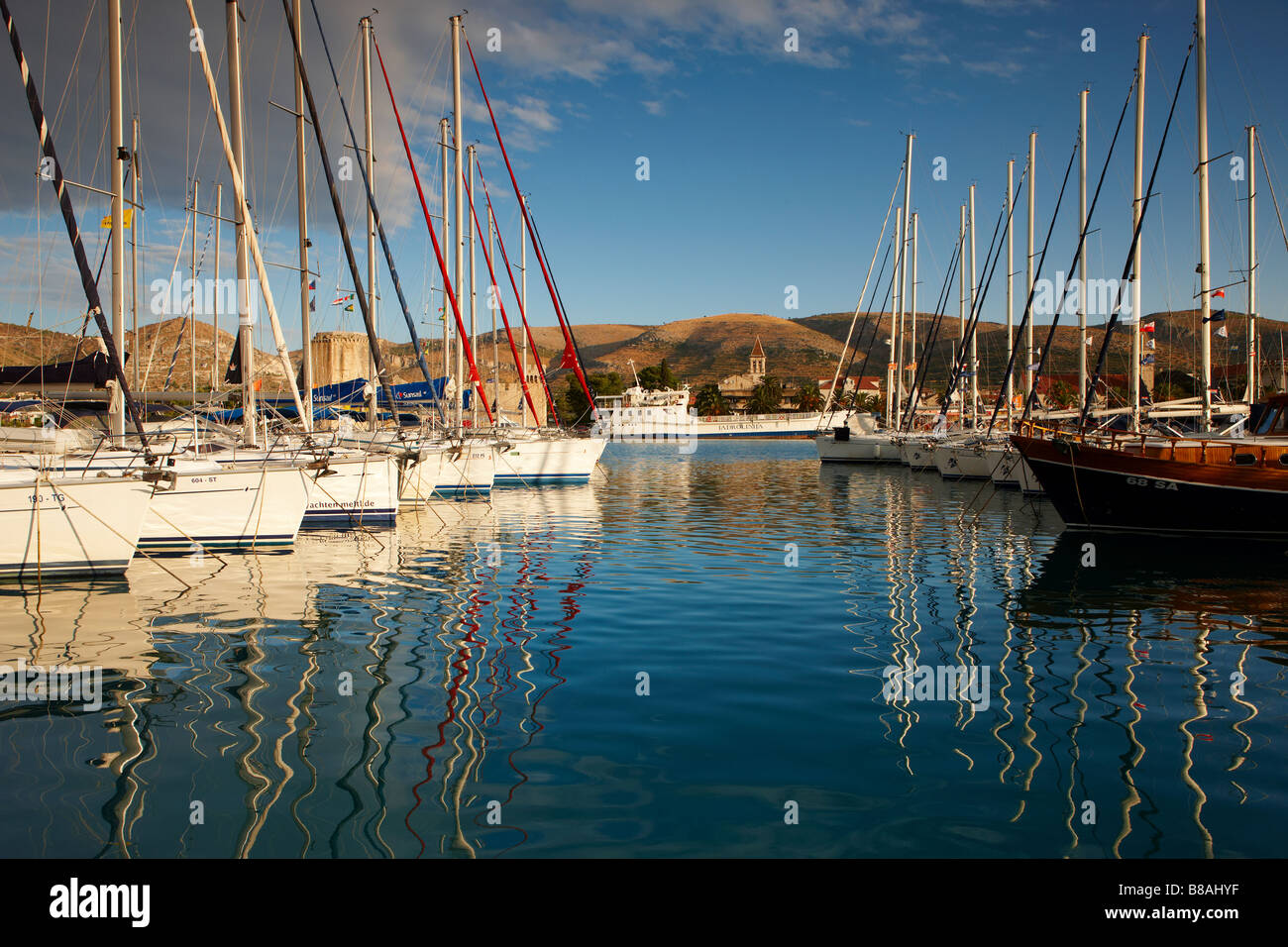 yachts Trogir Kamerlengo Castle, Dalmatia, Croatia Stock Photo