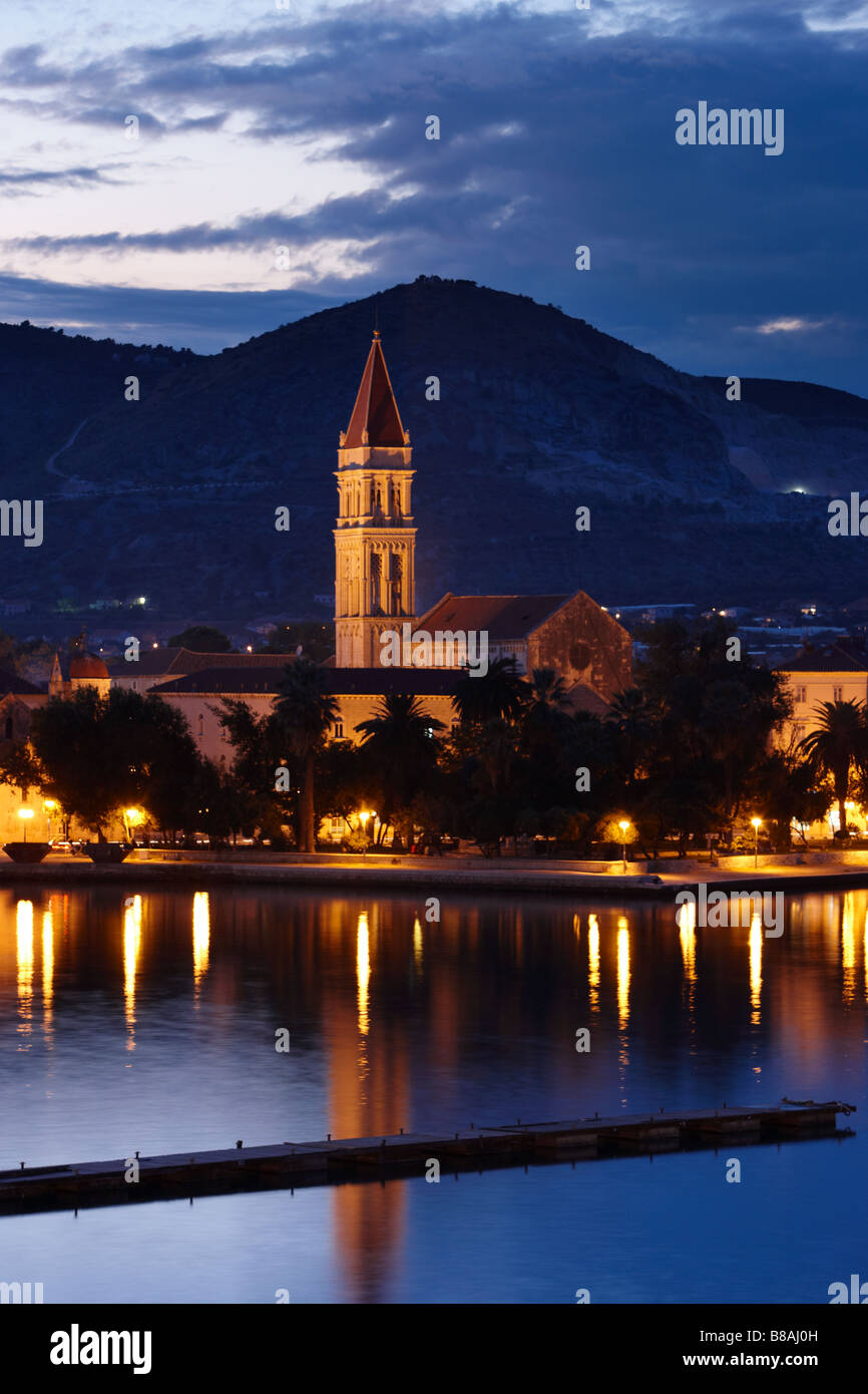 waterfront Cathedral night Trogir Dalmatia Croatia Stock Photo
