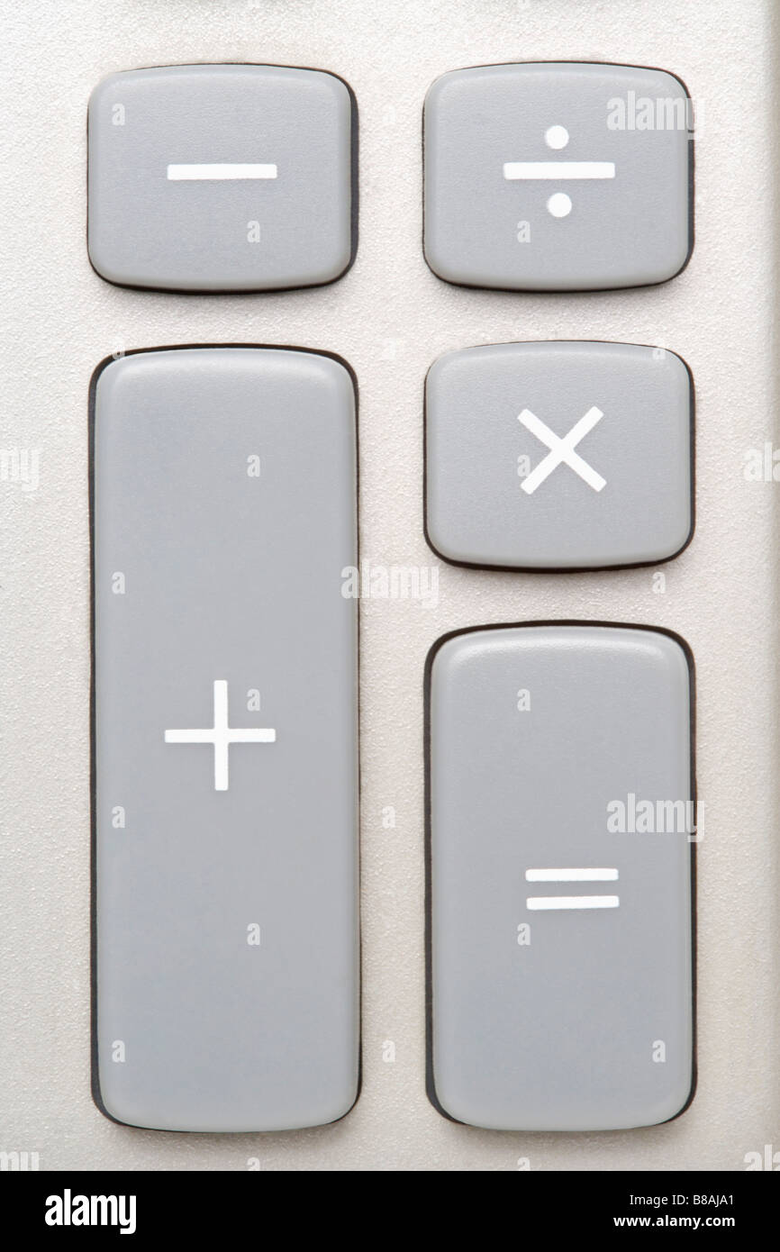 Keypad with minus plus sign equal multiplication and division Stock Photo