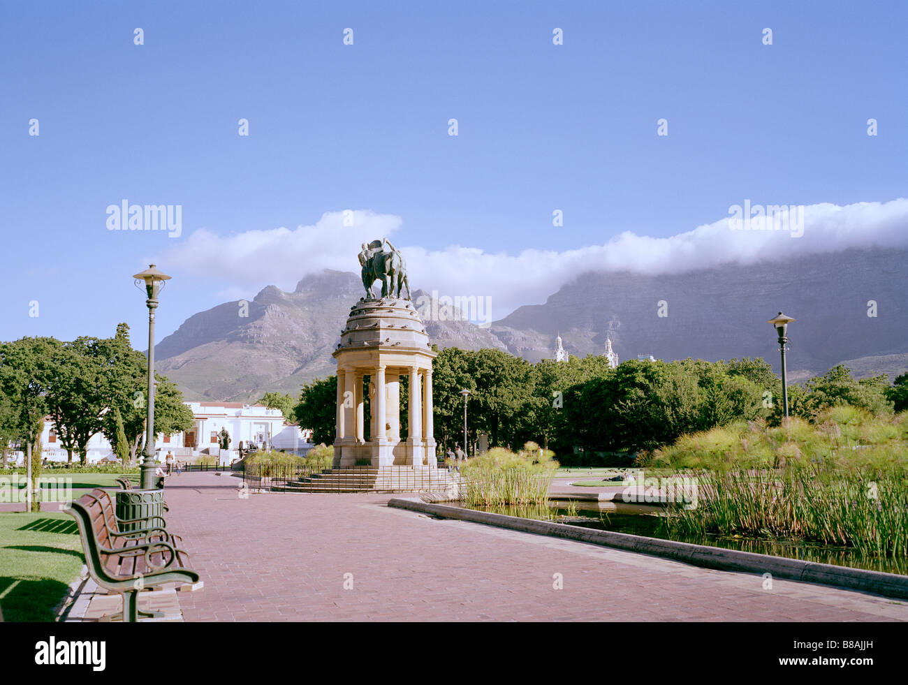 Company's Gardens and Table Mountain in Cape Town in South Africa in Sub Saharan Africa. Apartheid African Panoramic Serenity Colonial Sunset Travel Stock Photo