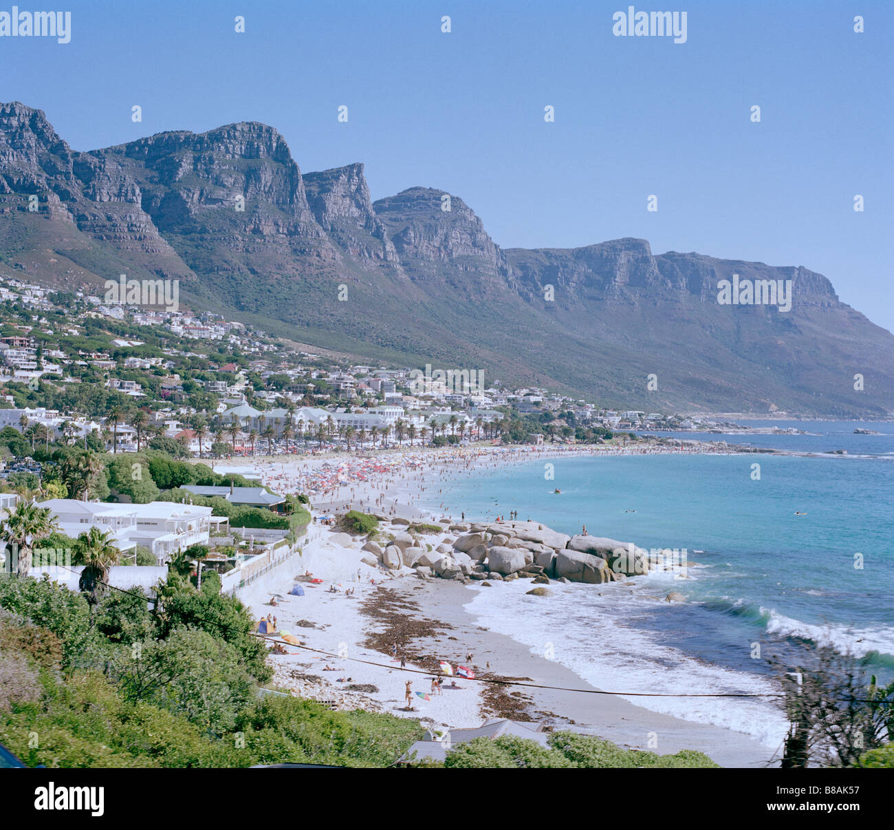 Camps Bay beach and sea in Cape Town in South Africa in Sub Saharan