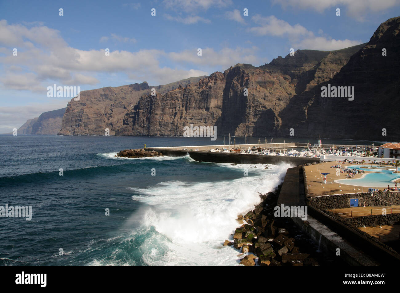 Los Gigantes cliffs and Atlantic Ocean breakers southern Tenerife Canary Islands Stock Photo
