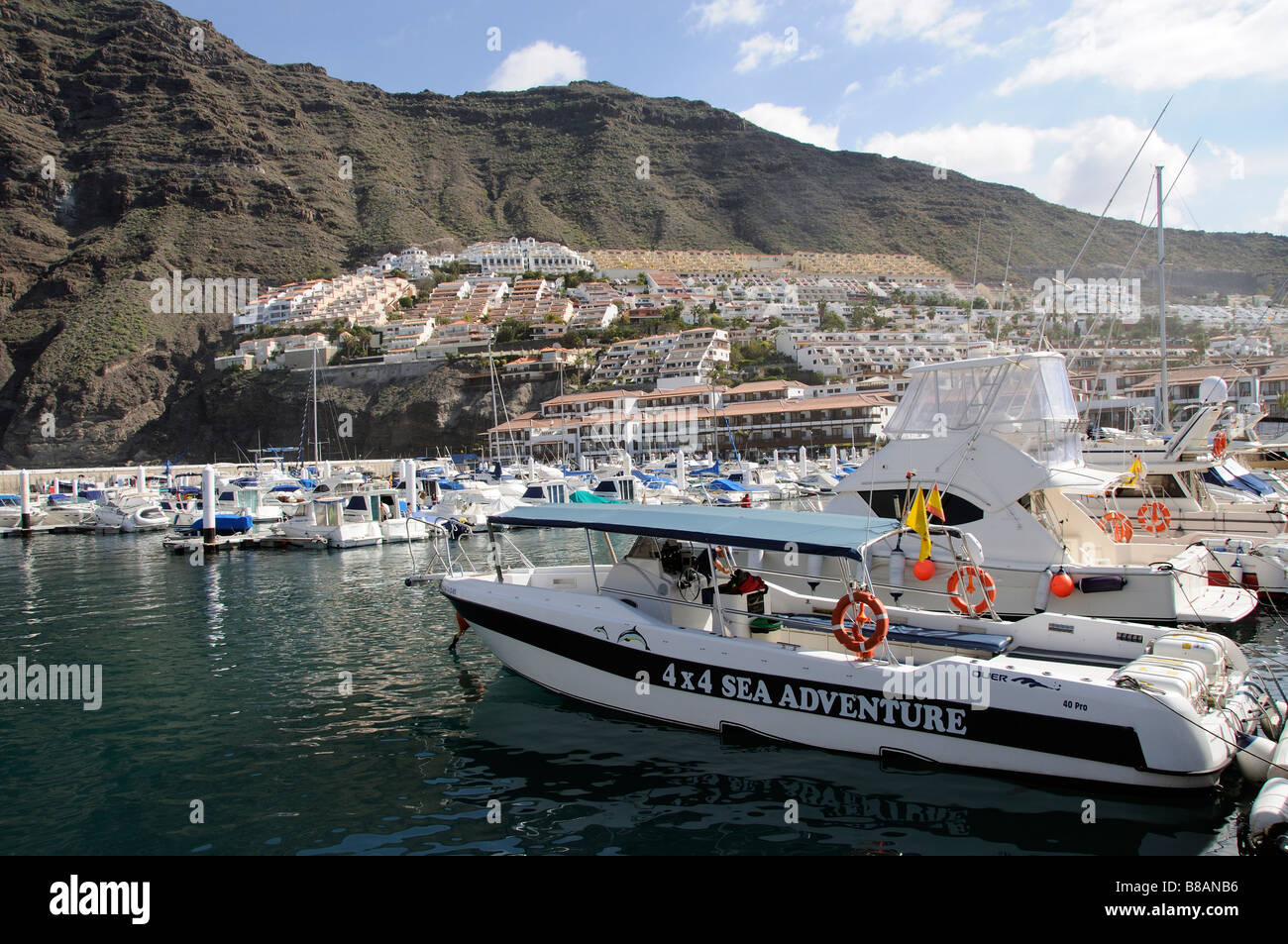 Los Gigantes cliffs port & marina on the Atlantic coast southern Tenerife Canary Islands Stock Photo