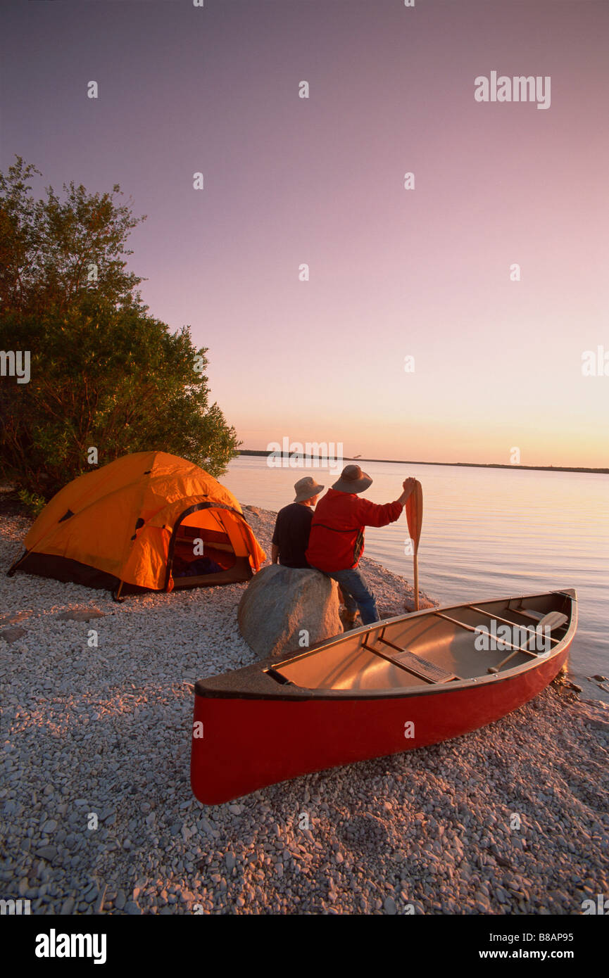 FV3304, Dave Reede; Two Campers Sitting Rock Beach Canoe Tent, Little ...