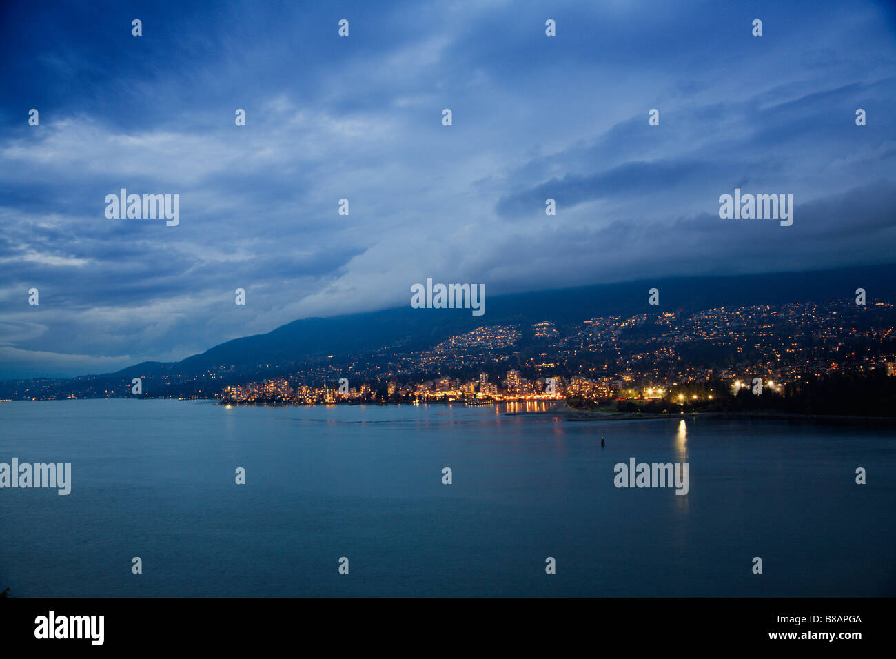 West Vancouver and Burrard Inlet during dusk Vancouver British Columbia ...