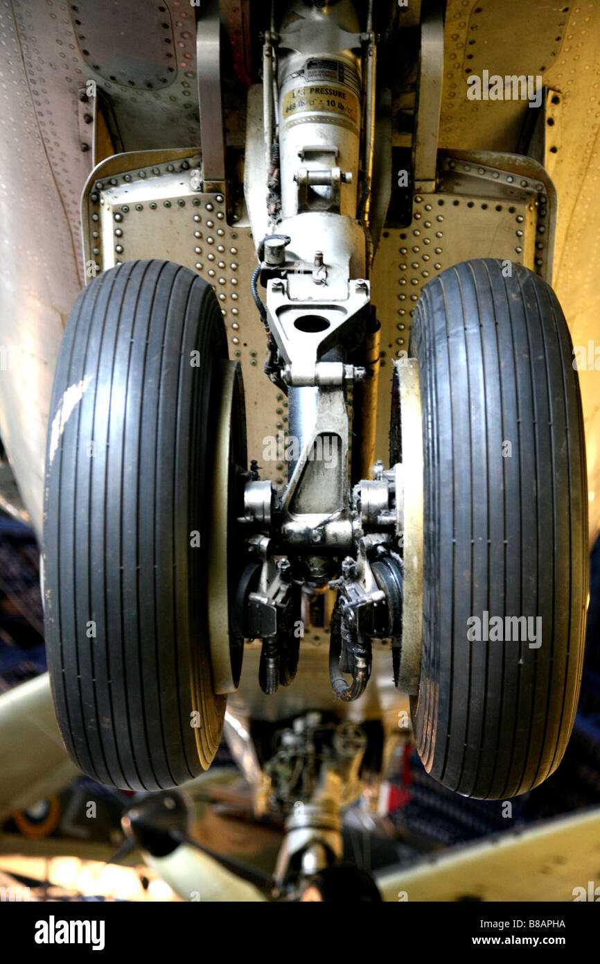 Front wheels of Harrier jump jet in Science Museum, London Stock Photo