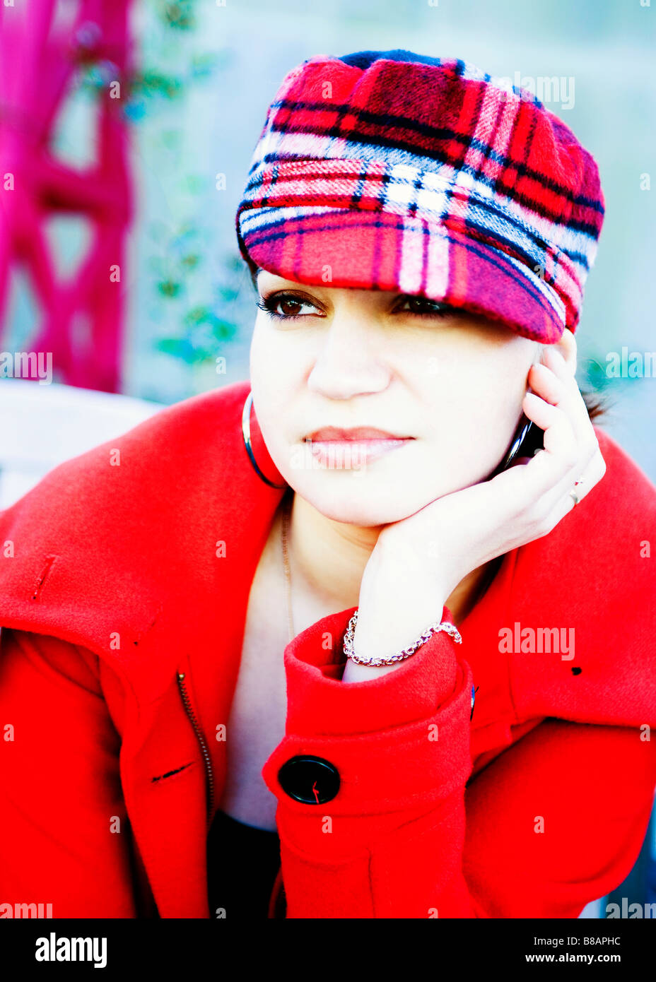 Portrait of a Caucasian female wearing hat Stock Photo