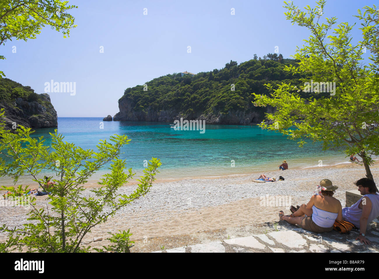 Paleokastritsa beach Corfu Stock Photo