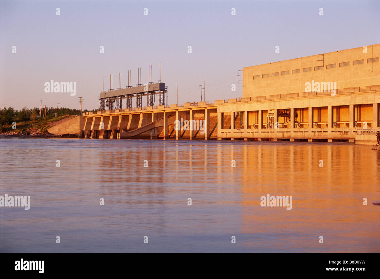 Hydro Generating Dam, Winnipeg River, Pine Falls, Manitoba Stock Photo