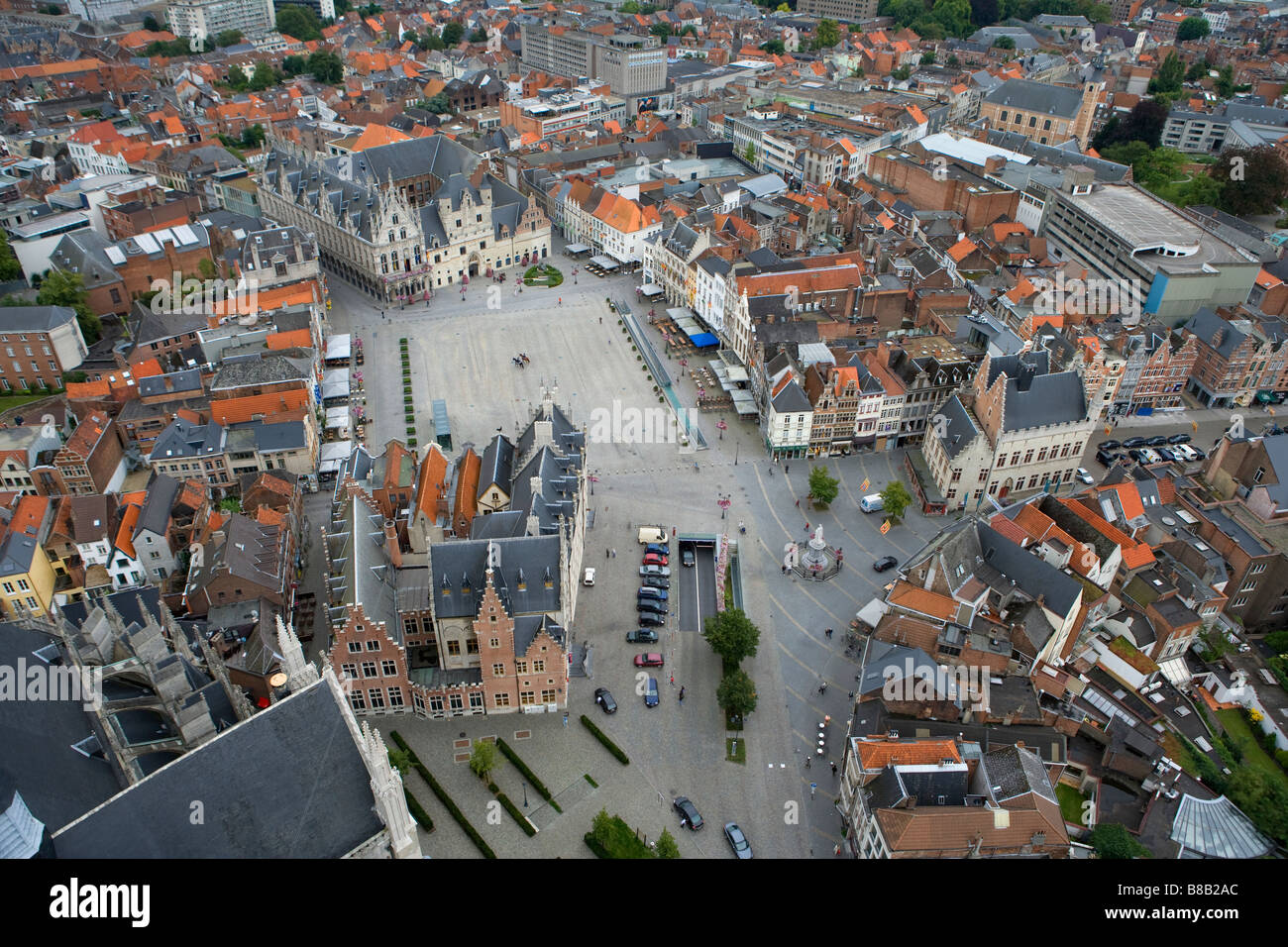 Belgium Flanders Mechelen View from the tower of Saint Rumbolds Cathedral on the Grote Markt Stock Photo