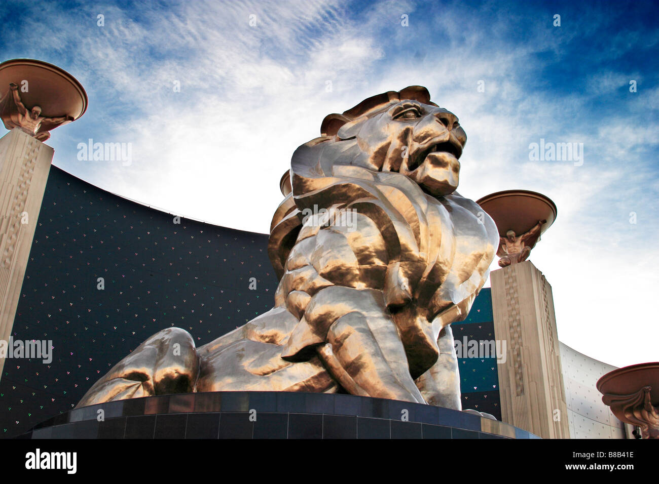 Golden Lion at MGM Grand Hotel in Las Vegas Nevada USA Stock Photo