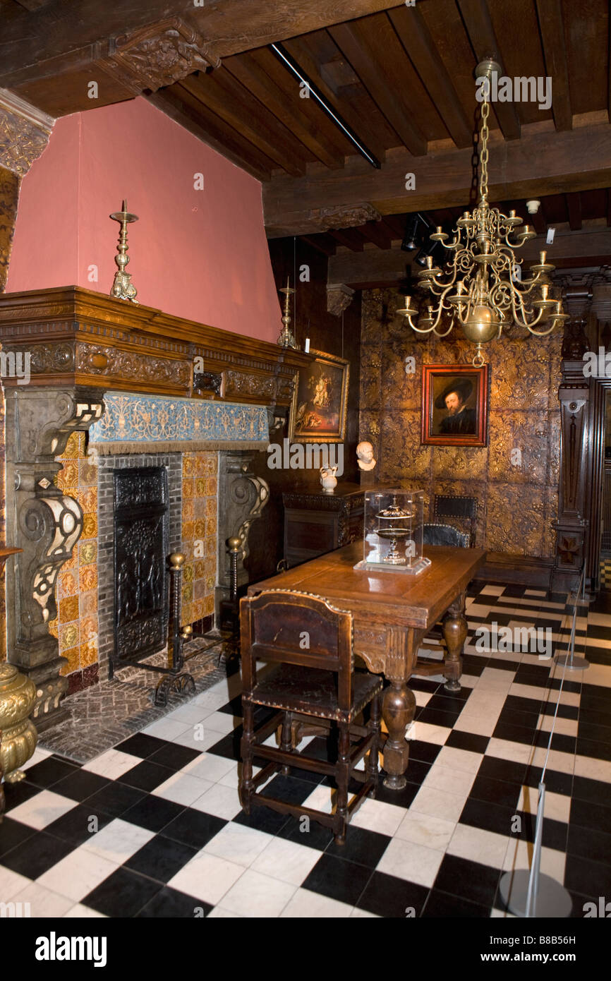 Belgium, Flanders, Antwerp, Rubenhuis, home and workshop of Peter Paul Rubens, Dining room Stock Photo
