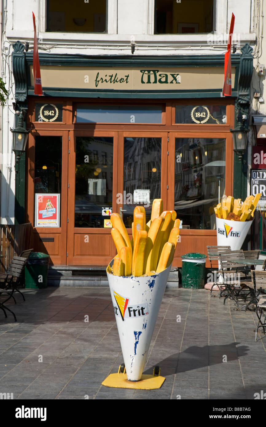 Belgium Flanders Antwerp Chips restaurant Stock Photo