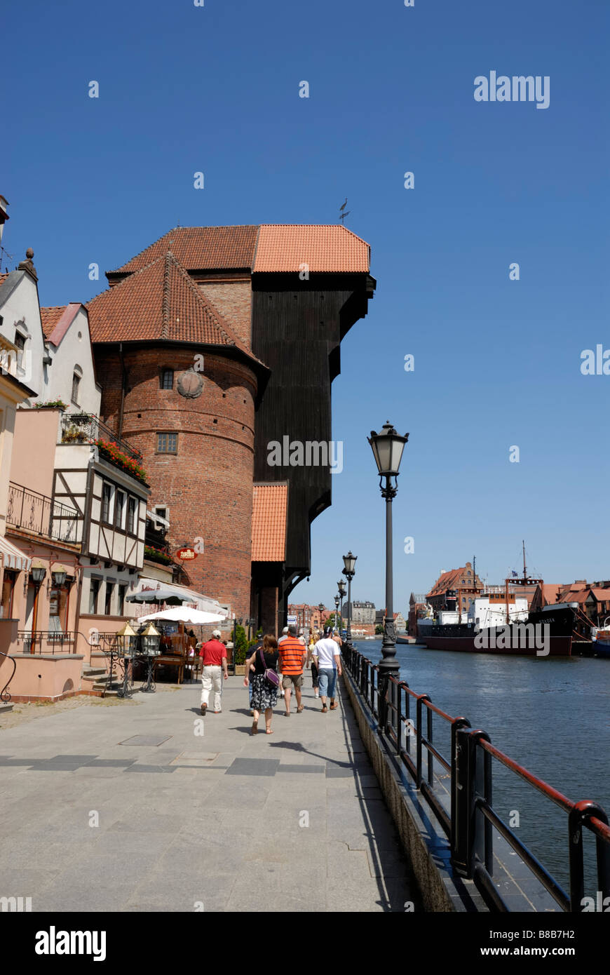 The medieval port crane (Krantor), called Żuraw over Motława river ...