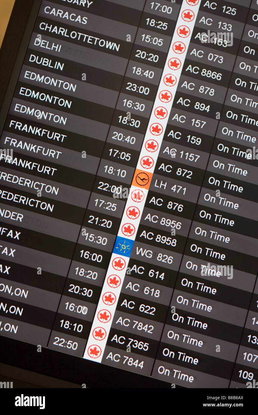 Arrivals/Departures Board, Pearson Airport, Toronto Stock Photo Alamy