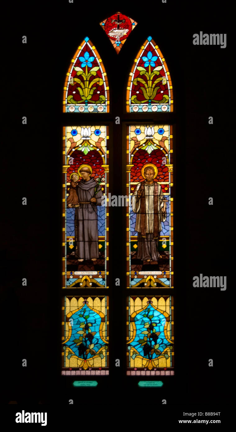 Stained glass window San Fernando Cathedral, San Antonio, Texas Stock