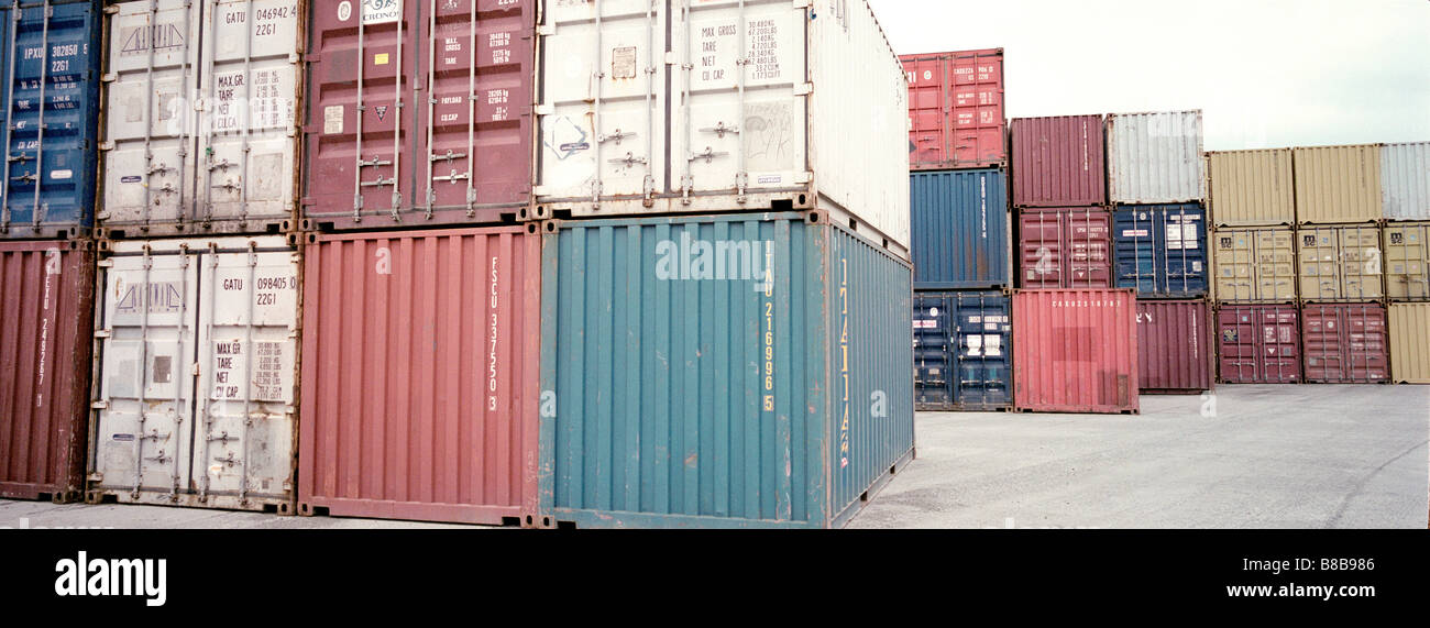 Stacked Freight Train Containers Stock Photo - Alamy