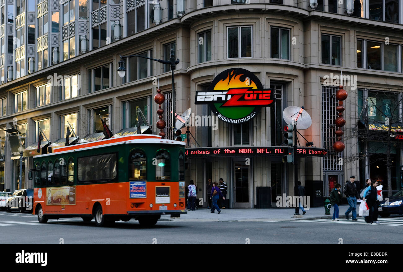 Downtown Washington DC, ESPN Zone a popular restaurant and sports bar Stock Photo