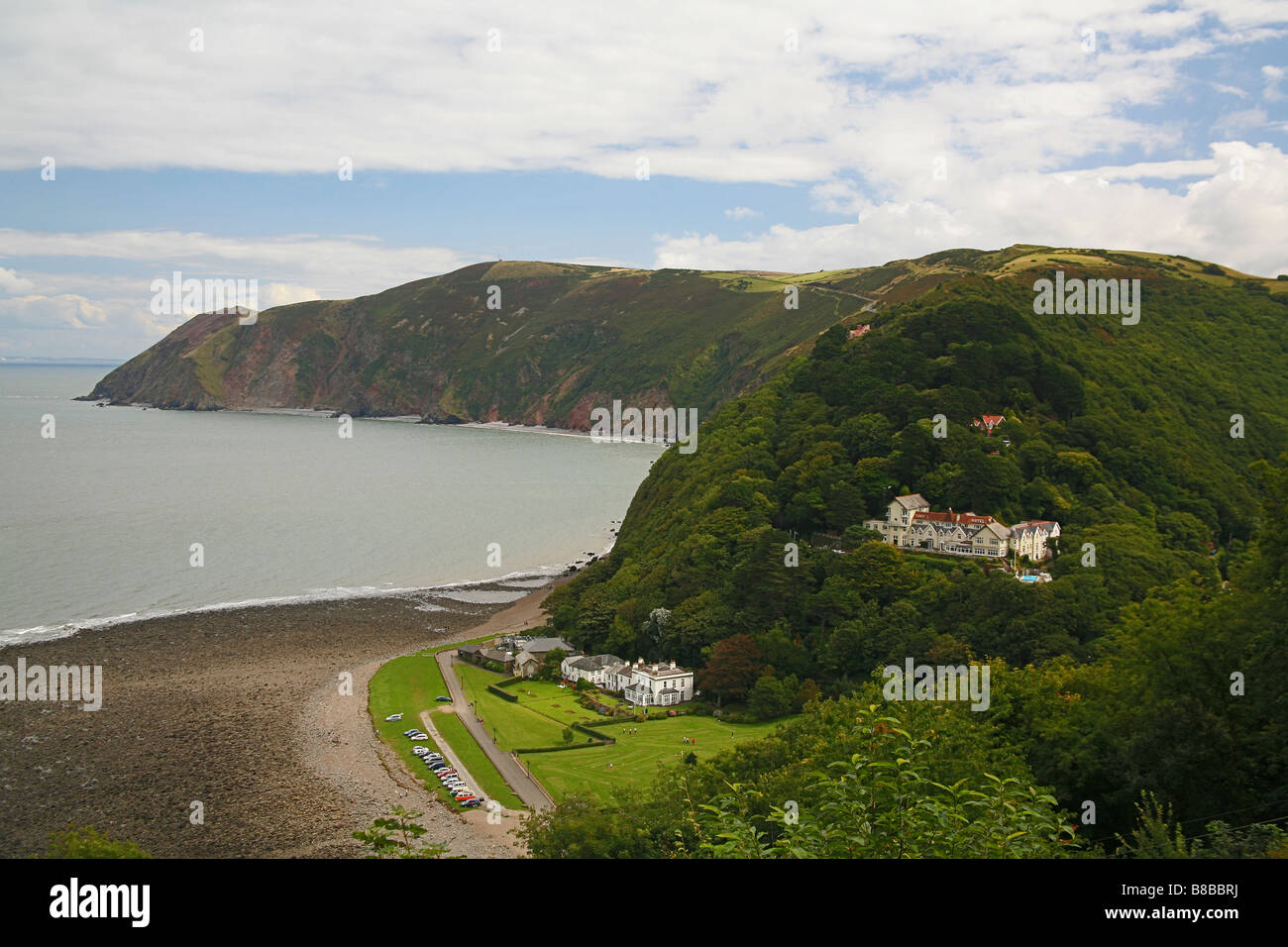 The imposing hillside location of The Tors Hotel at Lynmouth, North Devon, England, UK Stock Photo