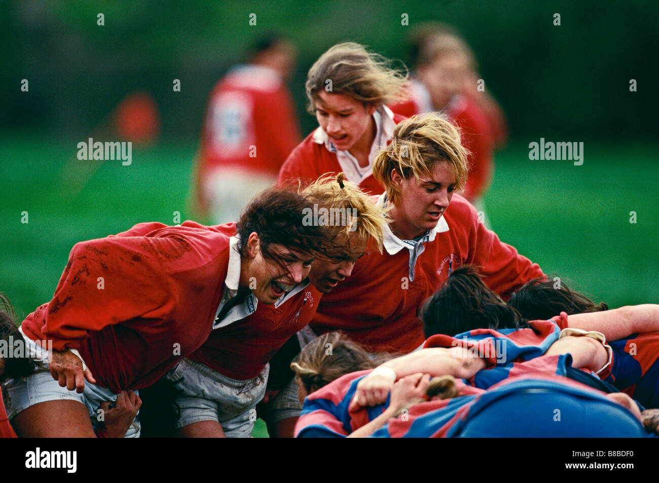 Women s rugby game action Stock Photo Alamy