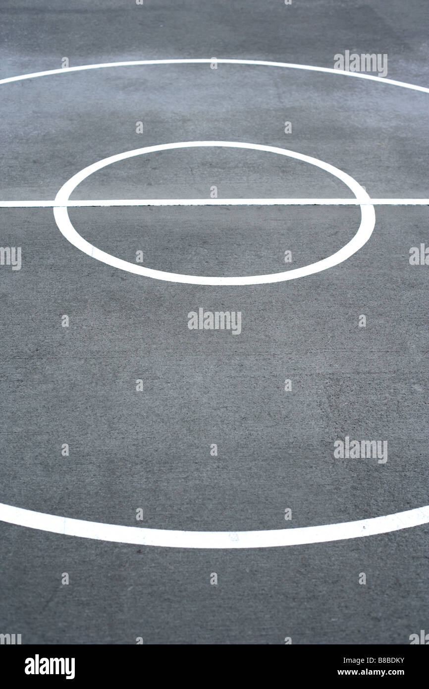 Basketball court lines on a street court Stock Photo Alamy