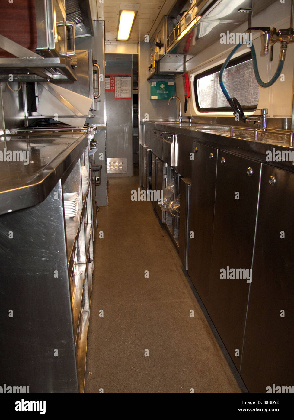 The kitchen of an inter-city 225 buffet car. Stock Photo