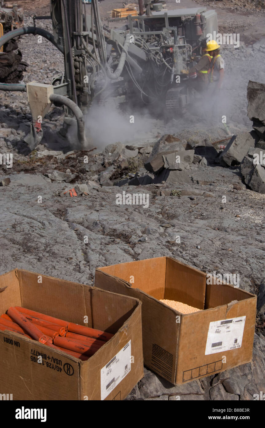 Boxes Dynamite Blasting to make new Subdivision, Yellowknife, Northwest