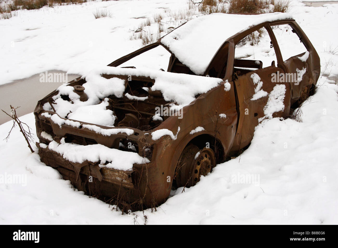 Abandoned car wreck dumped in hi-res stock photography and images - Alamy
