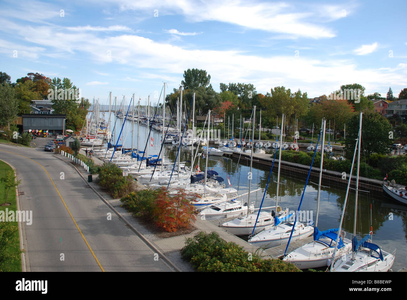 Yachts in downtown Oakville marina Ontario Canada Stock Photo