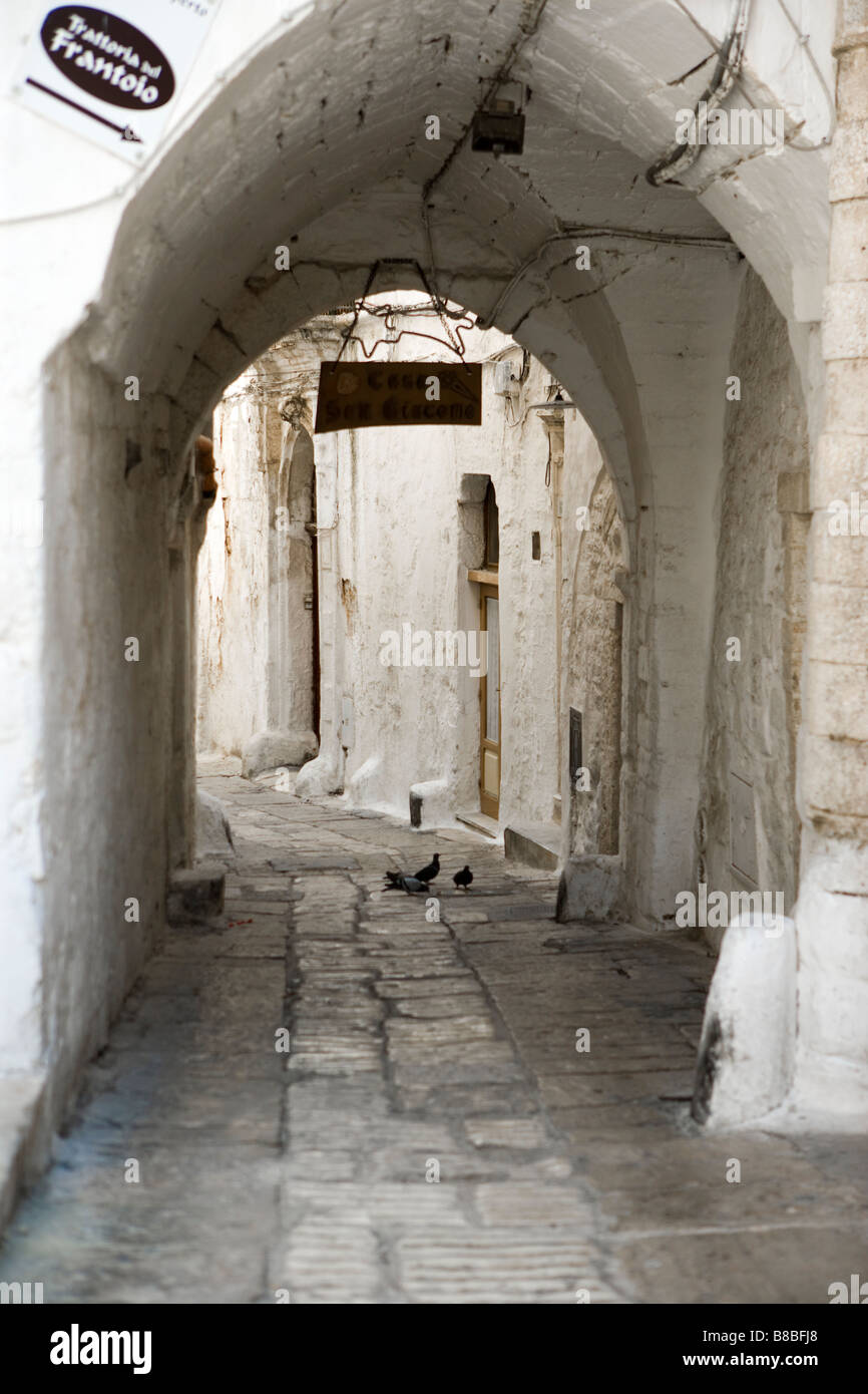Alleyway and white buildings Ostuni Puglia Italy Stock Photo
