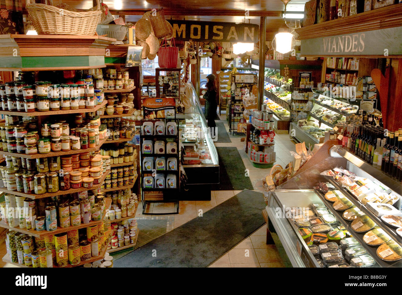 Interior of the venerable J.A. Moisan gourmet store epicerie on Rue Saint Jean Quebec City Stock Photo