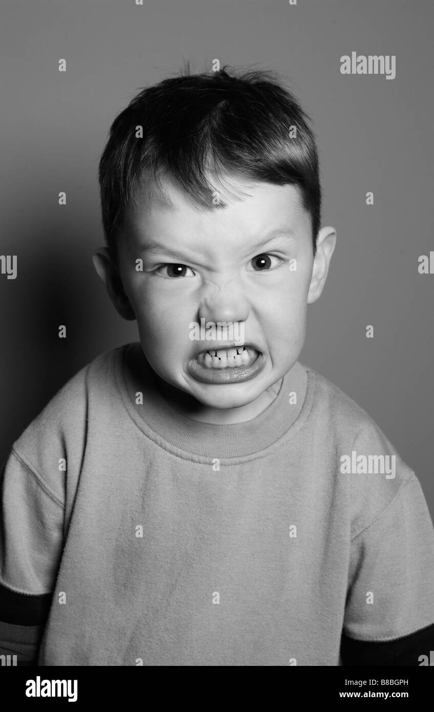 FV5498, Brian Summers; B/W Boy Angry Expression Stock Photo