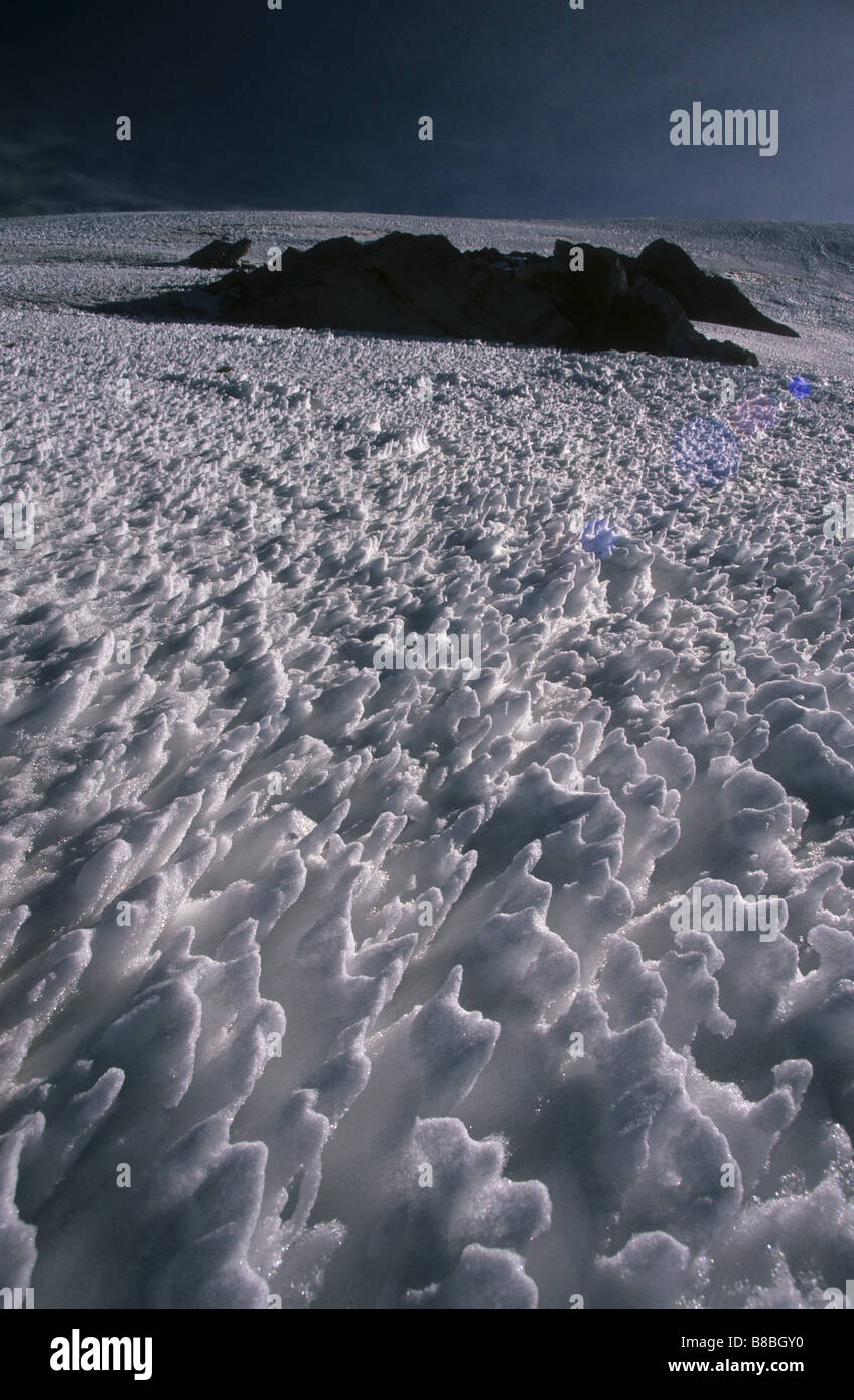 Penitientes on glacier on Mt Huayna Potosi, Cordillera Real, Bolivia Stock Photo
